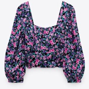NWT Zara floral crop top with 3/4 sleeve